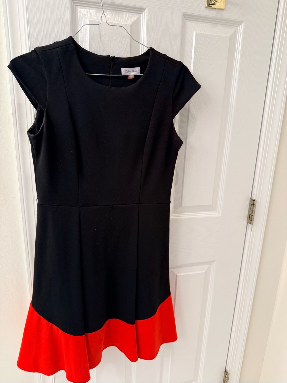 Calvin Klein Black and Red Flared Hem Mini Dress